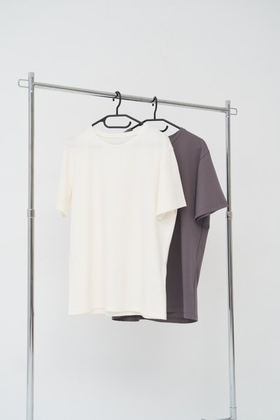 Набір футболок чоловічих COTTON BASIC 2 шт (молочна, сіра) 5002-3 фото