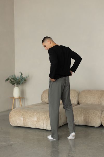 Штаны мужские прямые для дома COTTON BASIC серые 0117 фото