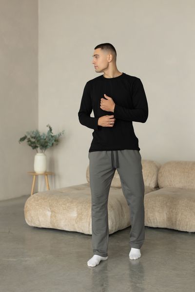 Штаны мужские прямые для дома COTTON BASIC серые 0117 фото