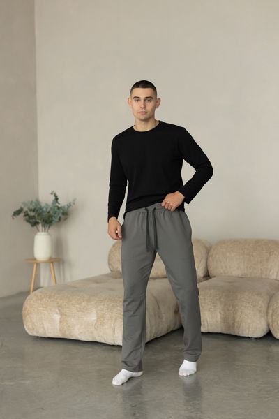 Штаны мужские прямые для дома COTTON BASIC серые 0117 фото