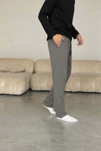 Штаны мужские прямые для дома COTTON BASIC серые 0117 фото