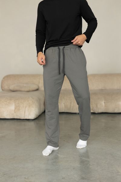Штаны мужские прямые для дома COTTON BASIC серые 0117 фото