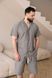Пижама мужская в линию вареный хлопок COTTON STRIP SHORT с шортами серая 0236 фото 9