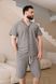 Пижама мужская в линию вареный хлопок COTTON STRIP SHORT с шортами серая 0236 фото 11