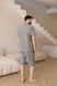 Пижама мужская в линию вареный хлопок COTTON STRIP SHORT с шортами серая 0236 фото 12