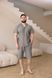 Пижама мужская в линию вареный хлопок COTTON STRIP SHORT с шортами серая 0236 фото 5