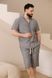 Пижама мужская в линию вареный хлопок COTTON STRIP SHORT с шортами серая 0236 фото 4