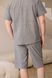 Пижама мужская в линию вареный хлопок COTTON STRIP SHORT с шортами серая 0236 фото 14