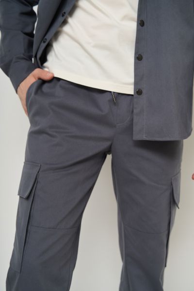 Костюм чоловічий карго весна осінь COTTON CARGO сорочка + штани сірий 4329 фото