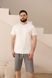 Піжама чоловіча футболка молочна + шорти COTTON STRIP в лінію сірі 0936-1 фото 11