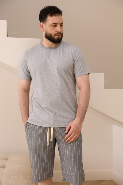 Шорти чоловічі в лінію для дому COTTON STRIP сірі 0336 фото
