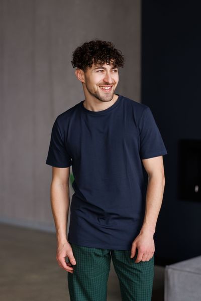 Футболка мужская COTTON BASIC темносиняя 0544 фото