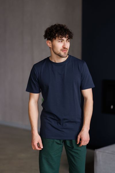 Футболка мужская COTTON BASIC темносиняя 0544 фото