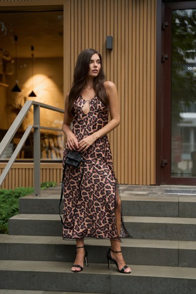Платье женское на лето макси SAFARI леопардовое 1124 фото
