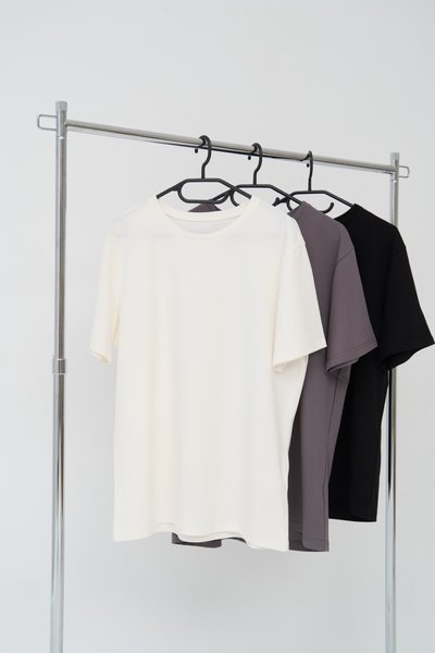 Набір футболок чоловічих COTTON BASIC 3 шт (молочна, сіра, чорна) 5003-1 фото