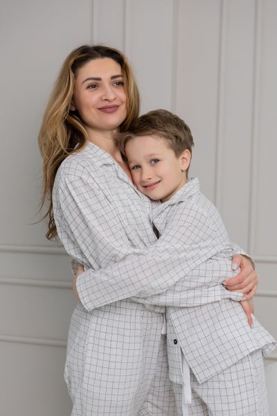Парна піжама комплектом жіноча дитяча Family Look варена бавовна молочна 45074607 фото
