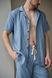 Піжама чоловіча у смужку льон LINEN STRIP SHORT з шортами блакитна 0262 фото 6