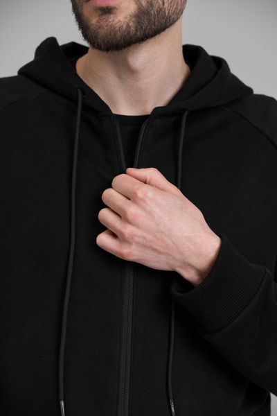 Спортивный костюм мужской ТРОЙКА весна осень 4ZIP с кофтой на замке + футболка черный 3324-2 фото