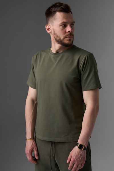 Футболка мужская COTTON BASIC хаки 0547 фото