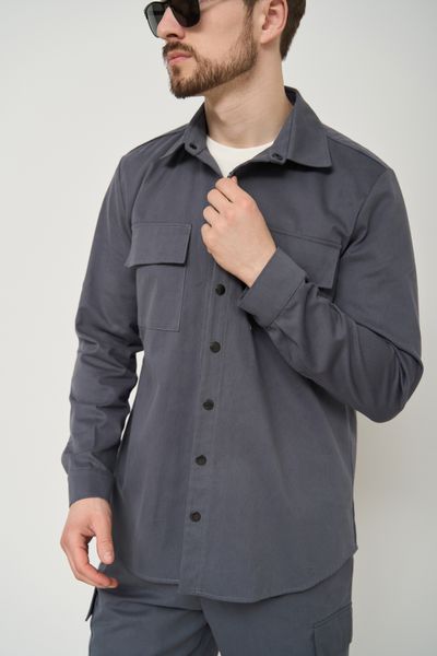 Костюм мужской карго весна лето COTTON CARGO рубашка + шорты серый 4429-1 фото