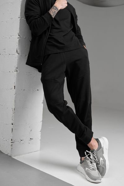 Спортивный костюм мужской ТРОЙКА весна осень MILITARY с кофтой на замке + футболка черный 3924-2 фото