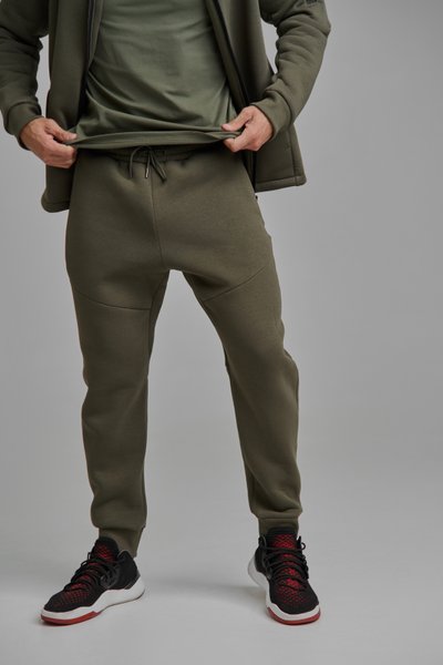 Спортивные штаны мужские осень зима на флисе MILITARY хаки 4053-1 фото
