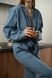 Пижама женская в клеточку вареный хлопок HOMELY синяя 4505-1 фото 5