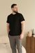 Пижама мужская COTTON BASIC футболка черная + штаны прямые серые 0817-5 фото 2