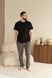 Пижама мужская COTTON BASIC футболка черная + штаны прямые серые 0817-5 фото 1