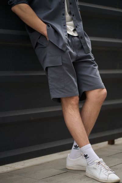 Костюм мужской карго весна осень COTTON CARGO рубашка + штаны + шорты серый 4229 фото