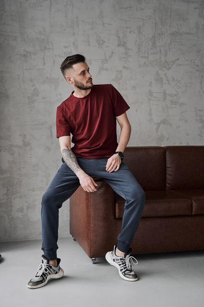 Футболка чоловіча COTTON BASIC бордо 0543 фото