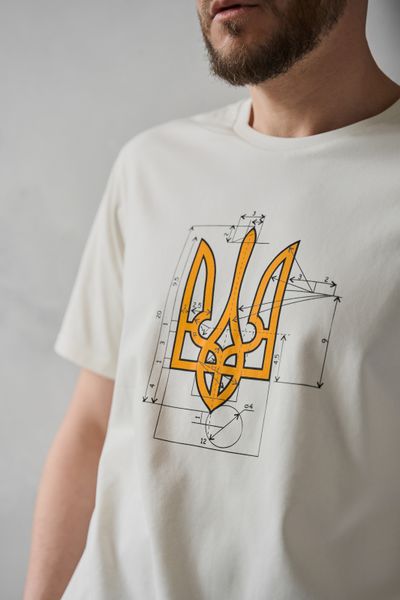 Футболка мужская COTTON BASIC молочная с гербом 0540-1 фото