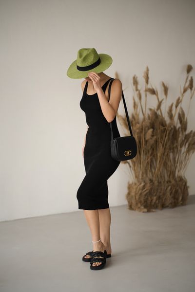 Платье футляр женское на лето миди YM BASIC черное YM-1011 фото