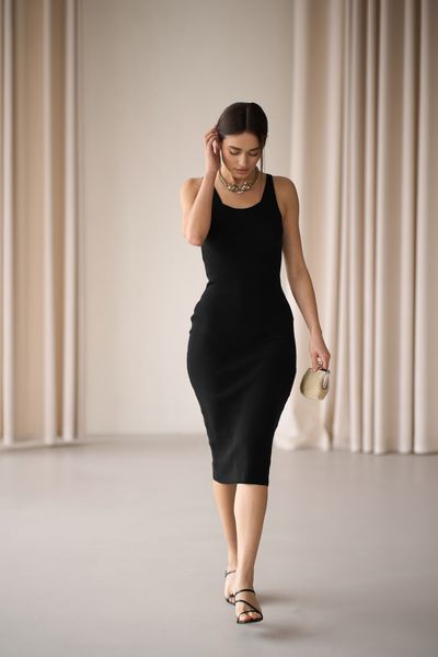 Платье футляр женское на лето миди YM BASIC черное YM-1011 фото