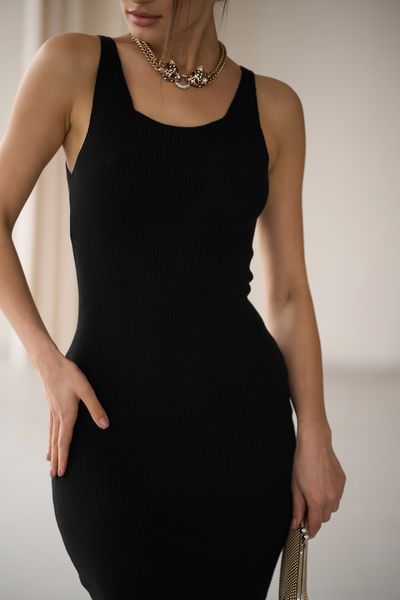 Сукня футляр жіноча на літо міді YM BASIC чорна YM-1011 фото