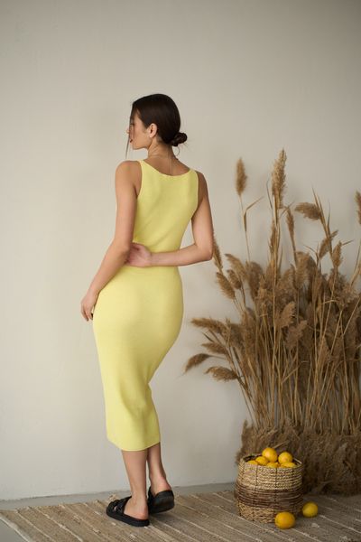 Сукня футляр жіноча на літо міді YM BASIC жовта YM-1012 фото