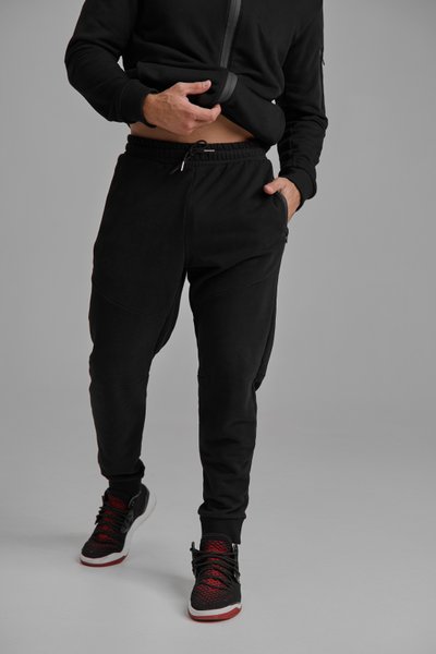 Спортивные штаны мужские осень зима на флисе MILITARY черные 4024-1 фото