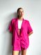Костюм жіночий класичний на літо льон жакет + шорти YM PINK LOVE рожевий YM-1003 фото 11