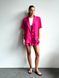 Костюм женский классический на лето лен жакет + шорты YM PINK LOVE розовый YM-1003 фото 4