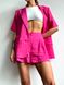 Костюм жіночий класичний на літо льон жакет + шорти YM PINK LOVE рожевий YM-1003 фото 12