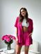 Костюм женский классический на лето лен жакет + шорты YM PINK LOVE розовый YM-1003 фото 3