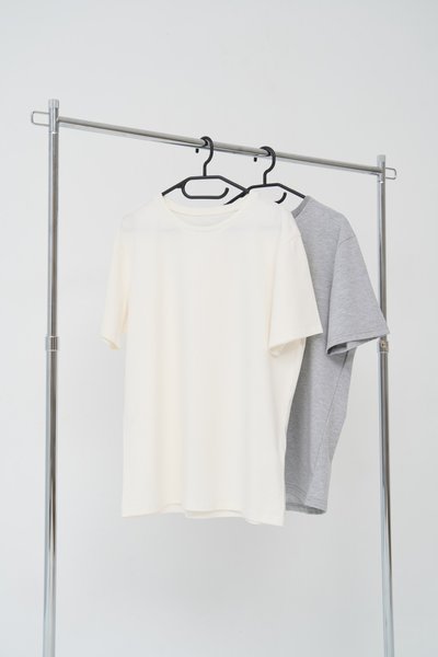 Набір футболок чоловічих COTTON BASIC 2 шт (молочна, сірий меланж) 5002-4 фото