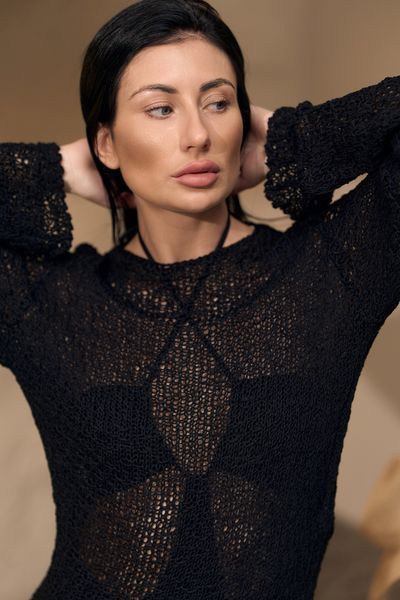 Парео женское вязаное мини FOAM черное 0064 фото