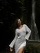 Комплект купальник женский сплошной ROSE черный + парео вязаное FOAM белое 003161 фото 2